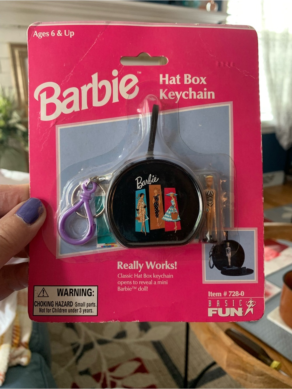 Barbie “1999” Hat Box Keychain, Item # 728-0, New in Package